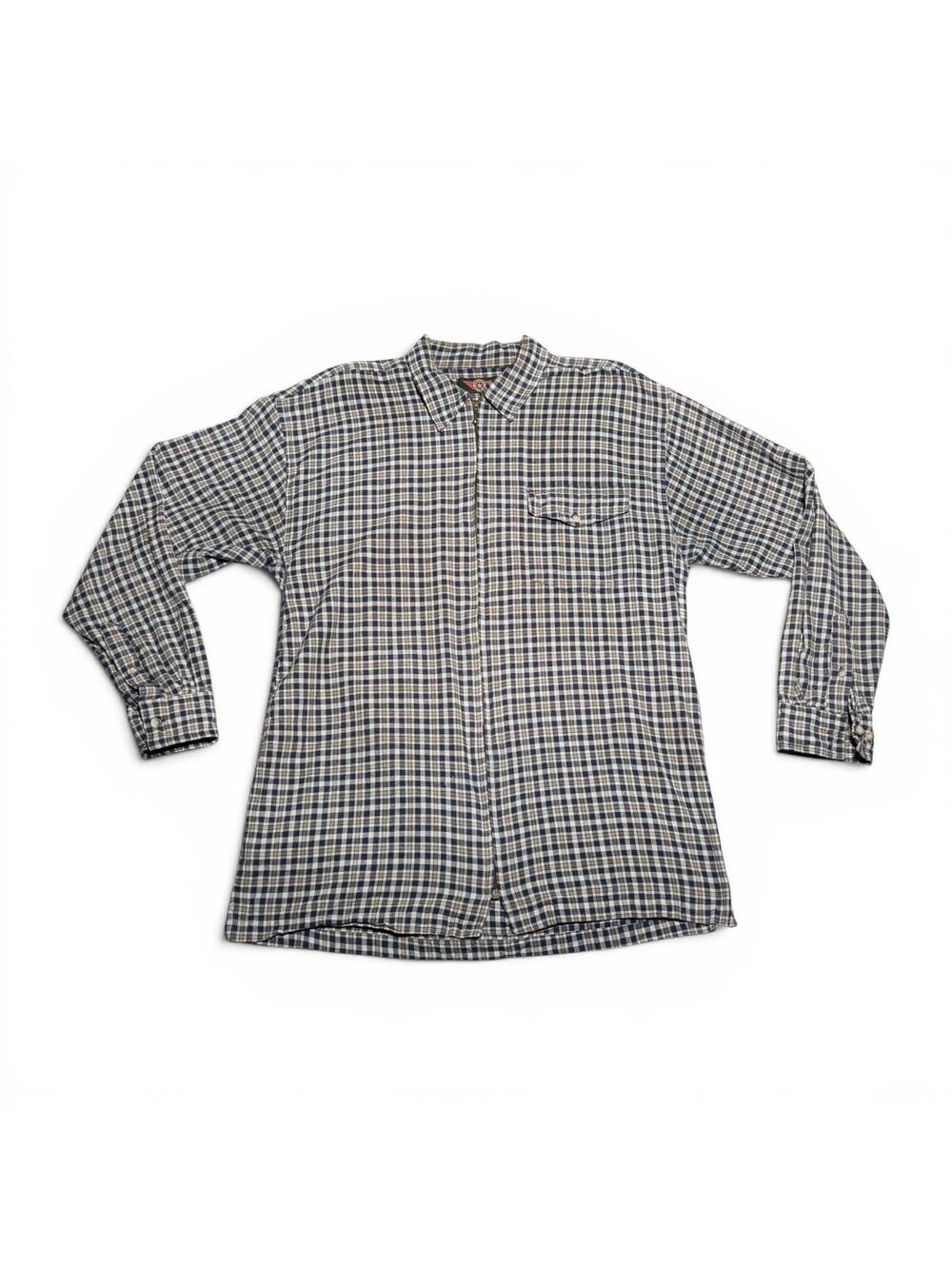 Vintage American Outpost Cotton Long Sleeve Zip-Up Plaid Shirt